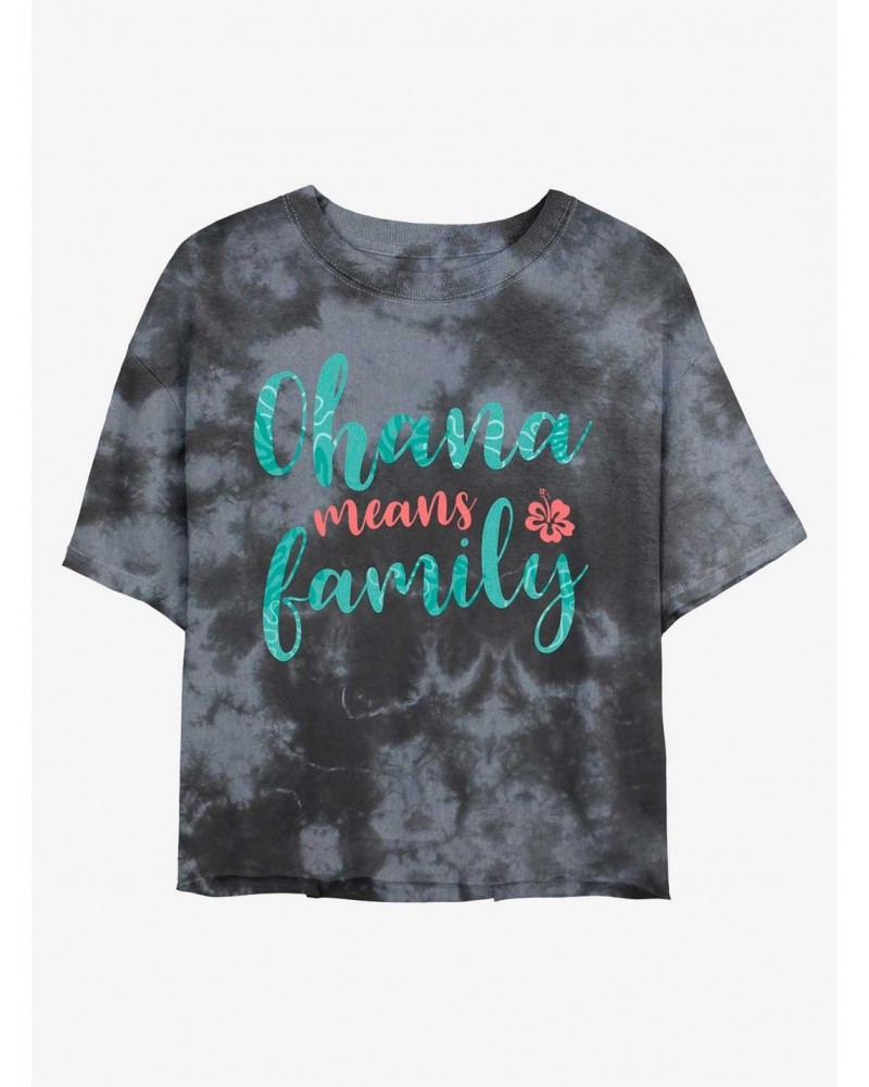 Disney Lilo & Stitch Ohana Means Family Tie-Dye Girls Crop T-Shirt $8.96 T-Shirts