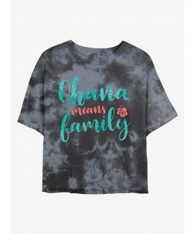 Disney Lilo & Stitch Ohana Means Family Tie-Dye Girls Crop T-Shirt $8.96 T-Shirts