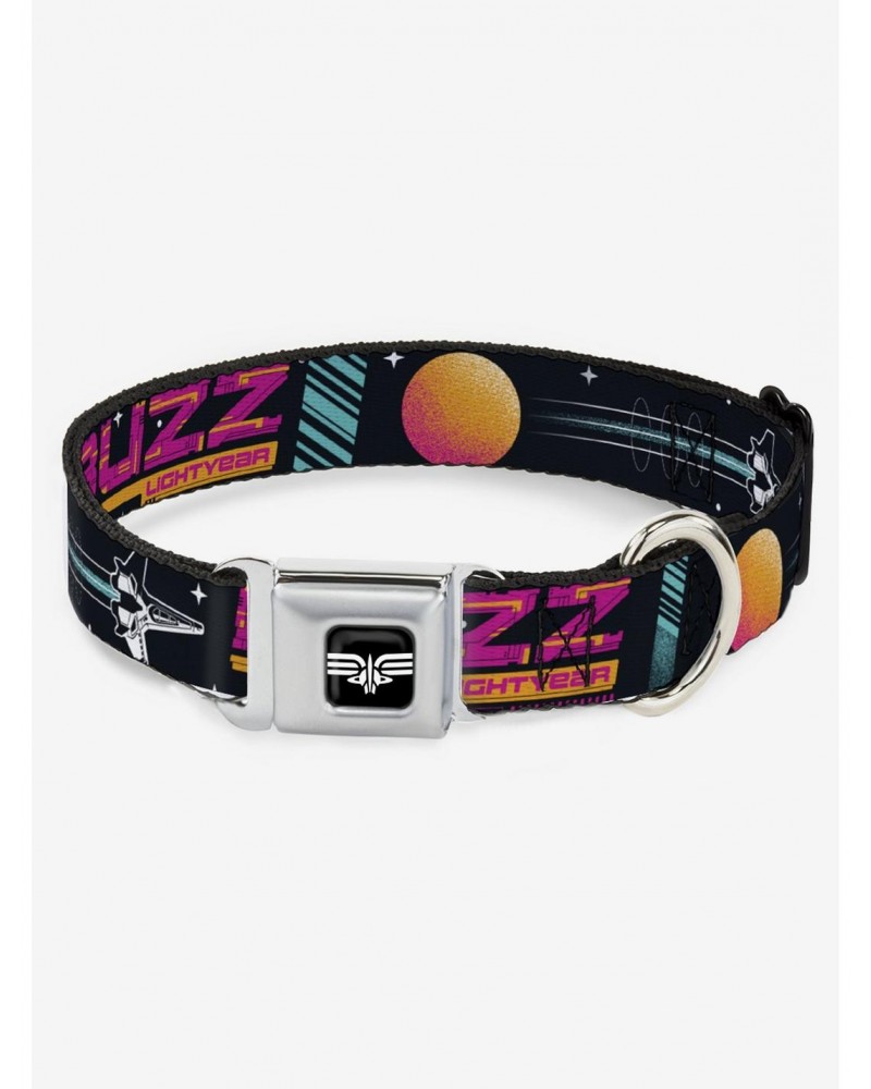 Disney Pixar Lightyear Mission Patches Collage Black Seatbelt Buckle Dog Collar $7.72 Pet Collars