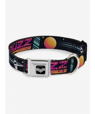 Disney Pixar Lightyear Mission Patches Collage Black Seatbelt Buckle Dog Collar $7.72 Pet Collars