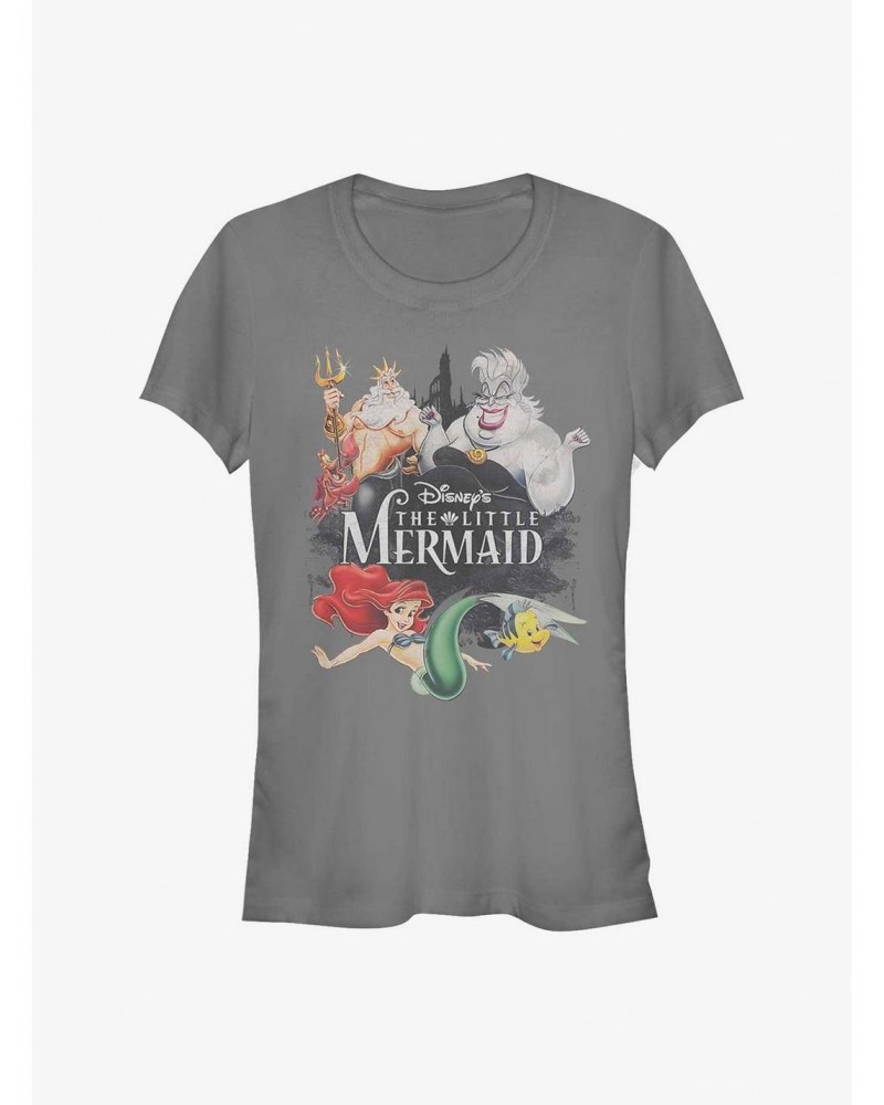 Disney The Little Mermaid Watercolor Mermaid Girls T-Shirt $10.46 T-Shirts