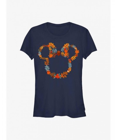 Disney Minnie Mouse Fall Leaf Wreath Girls T-Shirt $12.20 T-Shirts