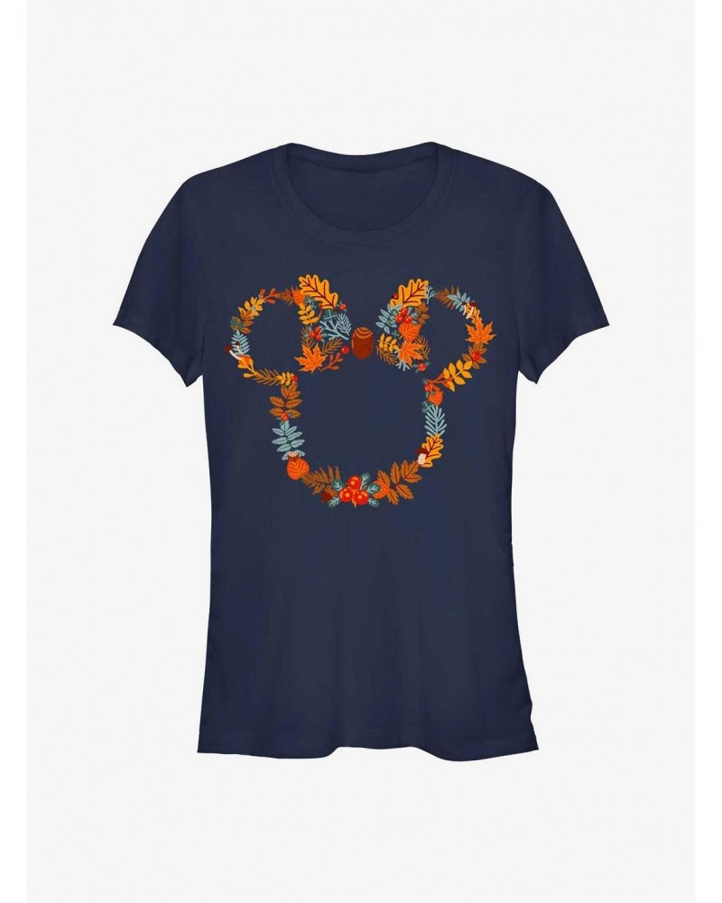 Disney Minnie Mouse Fall Leaf Wreath Girls T-Shirt $12.20 T-Shirts