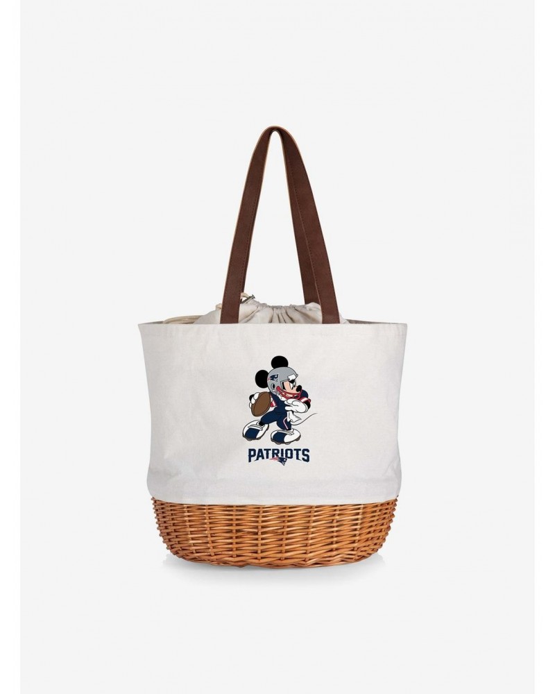 Disney Mickey Mouse NFL New England Patriots Canvas Willow Basket Tote $20.12 Totes