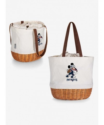 Disney Mickey Mouse NFL New England Patriots Canvas Willow Basket Tote $20.12 Totes