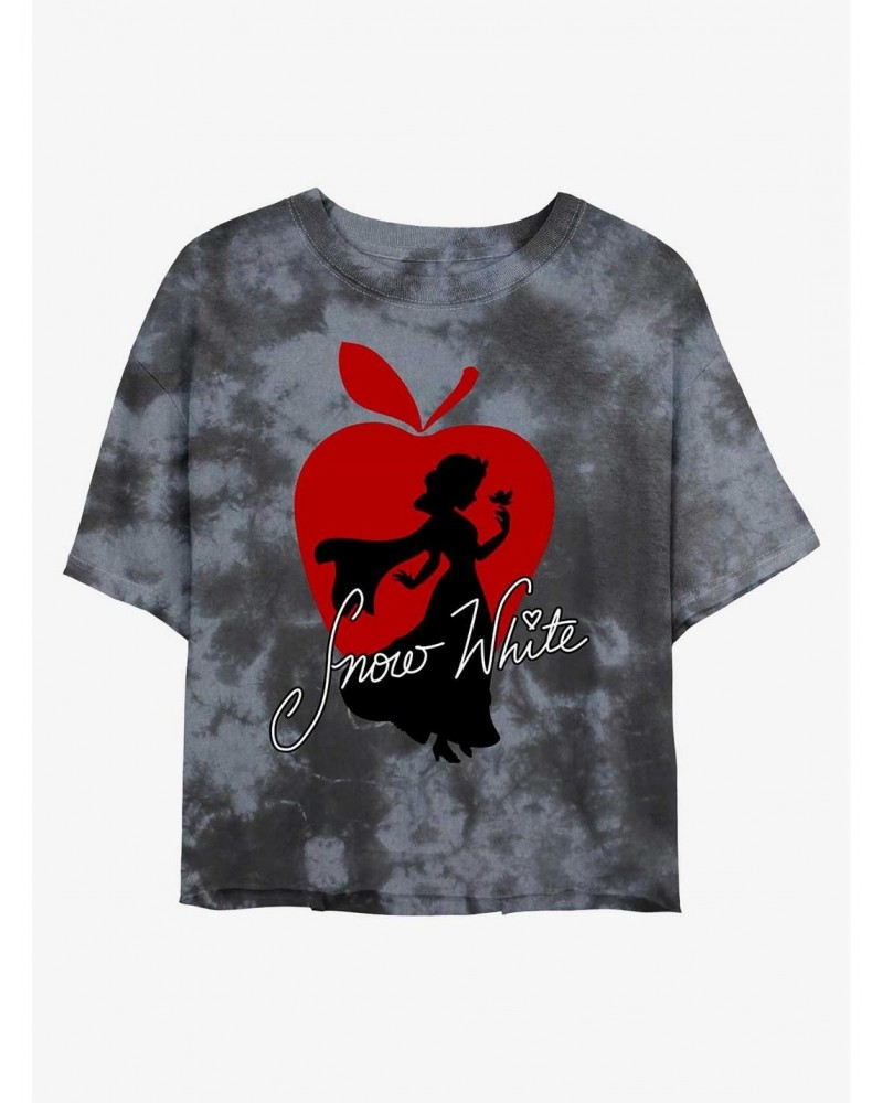 Disney Snow White and the Seven Dwarfs Apple Silhouette Tie-Dye Girls Crop T-Shirt $10.69 T-Shirts