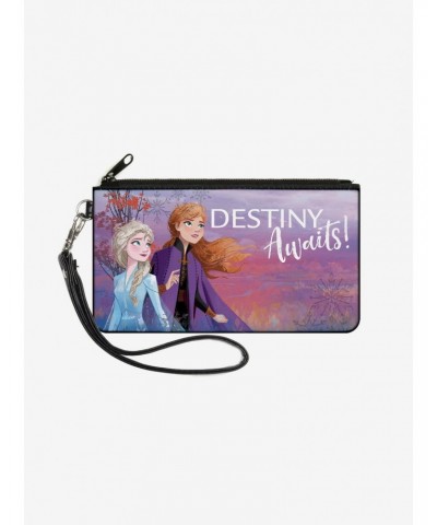 Disney Frozen 2 Elsa and Anna Pose Destiny Awaits Zip Clutch Canvas Wallet $8.99 Wallets