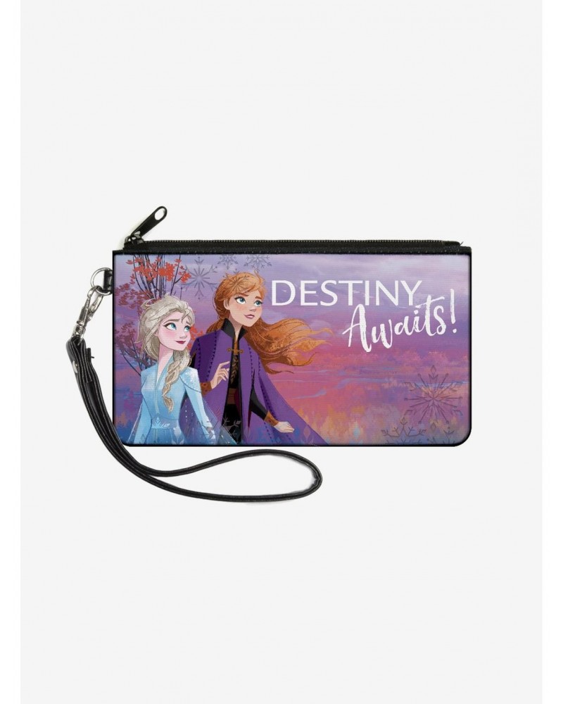 Disney Frozen 2 Elsa and Anna Pose Destiny Awaits Zip Clutch Canvas Wallet $8.99 Wallets