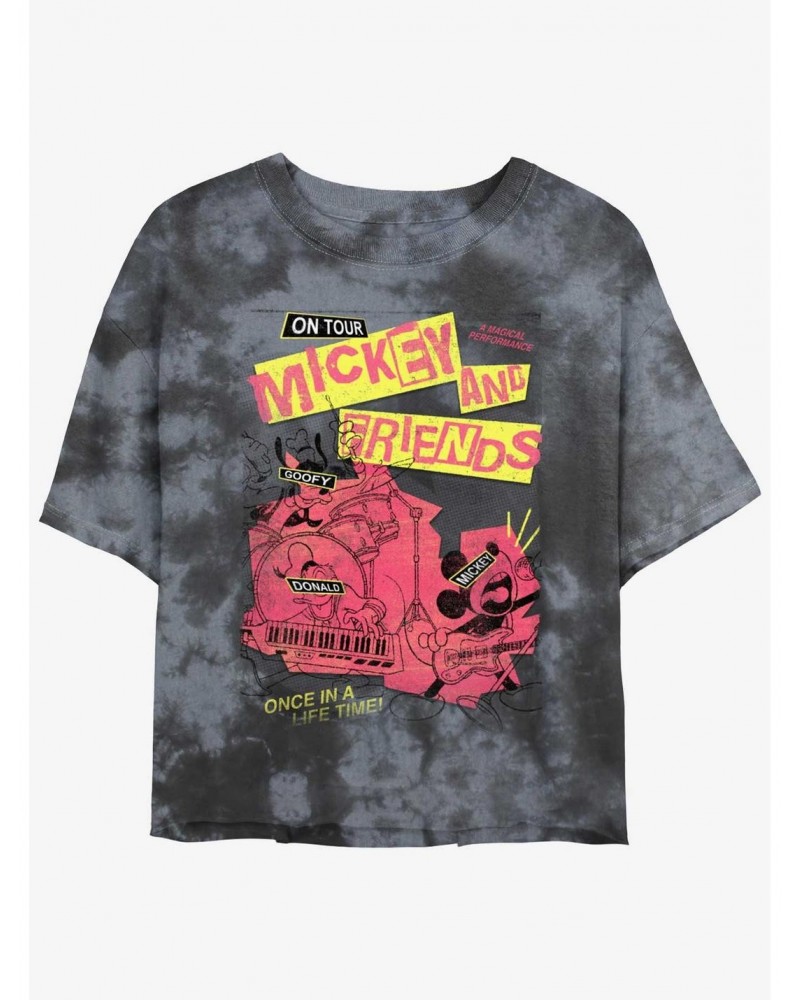 Disney Mickey Mouse Punk Rock Mickey Tour Tie-Dye Girls Crop T-Shirt $9.83 T-Shirts