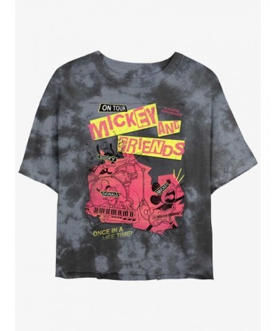 Disney Mickey Mouse Punk Rock Mickey Tour Tie-Dye Girls Crop T-Shirt $9.83 T-Shirts