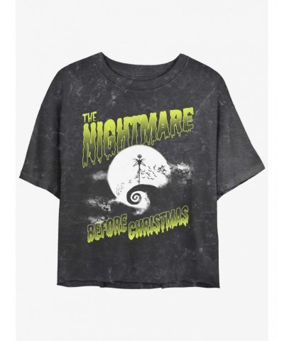 Disney The Nightmare Before Christmas Moonlit Jack Skellington Mineral Wash Girls Crop T-Shirt $11.56 T-Shirts