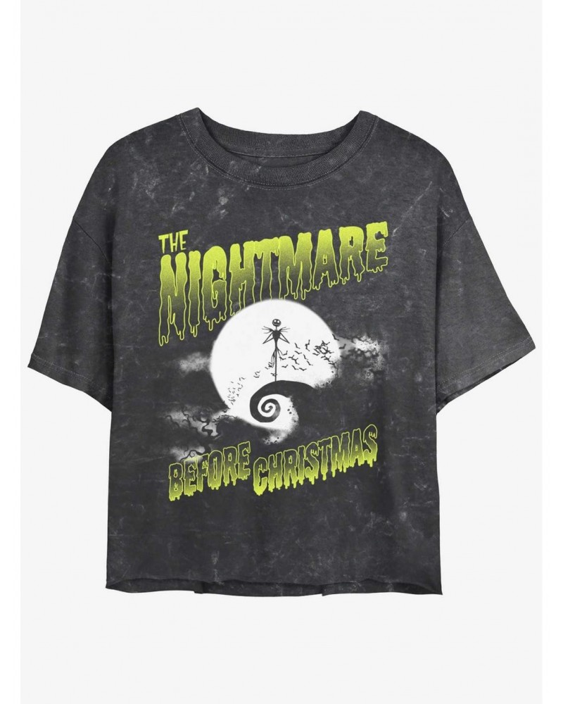 Disney The Nightmare Before Christmas Moonlit Jack Skellington Mineral Wash Girls Crop T-Shirt $11.56 T-Shirts