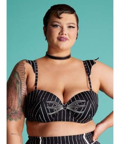 The Nightmare Before Christmas Jack Pinstripe Swim Top Plus Size $15.87 Tops