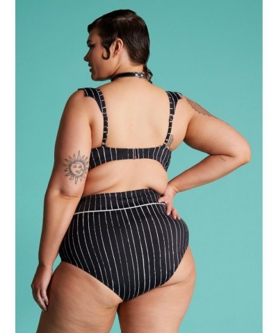 The Nightmare Before Christmas Jack Pinstripe Swim Top Plus Size $15.87 Tops