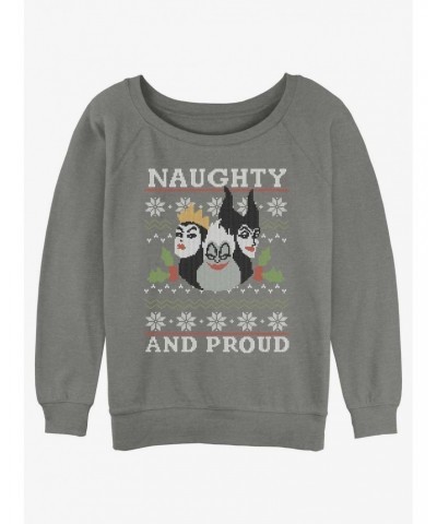 Disney Villains Naughty and Proud Ugly Christmas Girls Slouchy Sweatshirt $13.28 Sweatshirts