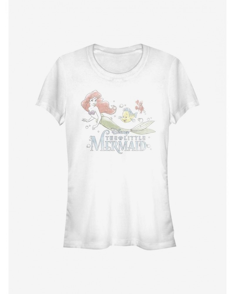 Disney The Little Mermaid Watercolor Fade Ariel Girls T-Shirt $9.96 T-Shirts