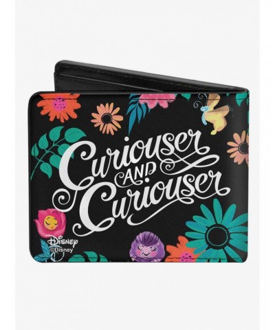 Disney Alice In Wonderland Silhouette Curiouser and Curiouser Floral Collage Bifold Wallet $7.11 Wallets