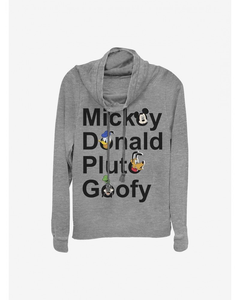 Disney Mickey And Friends Names Cowlneck Long-Sleeve Girls Top $17.51 Tops