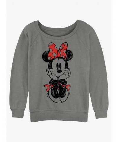 Disney Minnie Mouse Sitting Minnie Sketch Girls Slouchy Sweatshirt $11.07 Sweatshirts