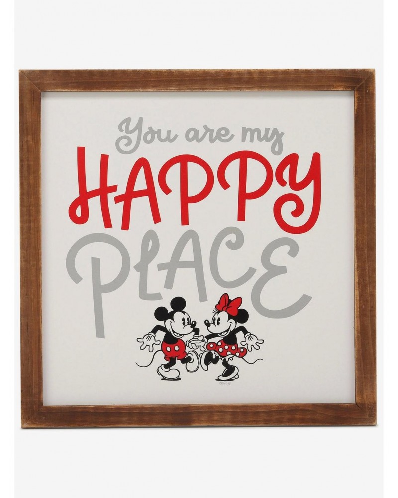 Disney Mickey Mouse Mickey & Minnie Happy Place Wood Framed Wall Decor $9.68 Décor