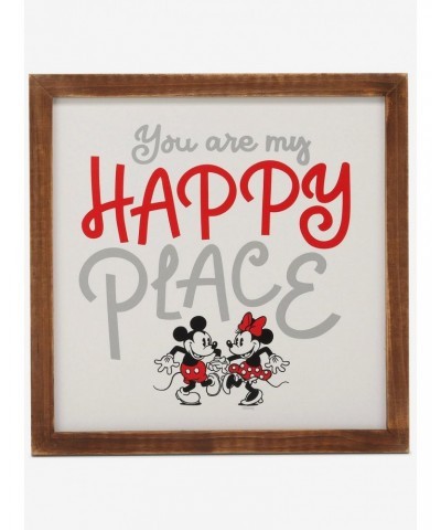 Disney Mickey Mouse Mickey & Minnie Happy Place Wood Framed Wall Decor $9.68 Décor