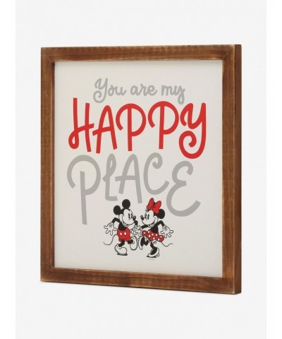 Disney Mickey Mouse Mickey & Minnie Happy Place Wood Framed Wall Decor $9.68 Décor