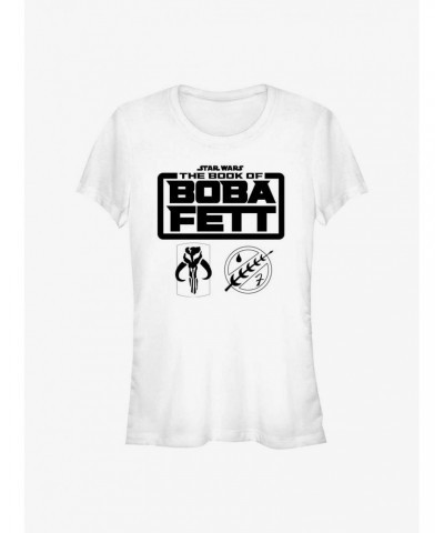 Star Wars The Book Of Boba Fett Boba Fett Armor Logo Girls T-Shirt $9.96 T-Shirts