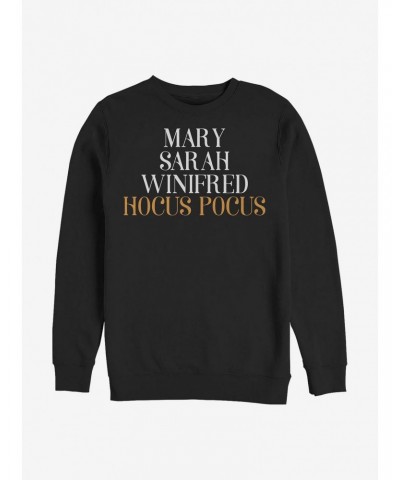 Disney Hocus Pocus Name Stack Crew Sweatshirt $15.87 Sweatshirts