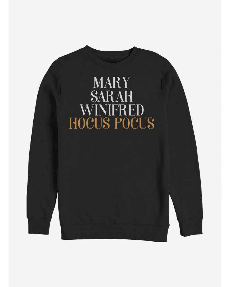 Disney Hocus Pocus Name Stack Crew Sweatshirt $15.87 Sweatshirts