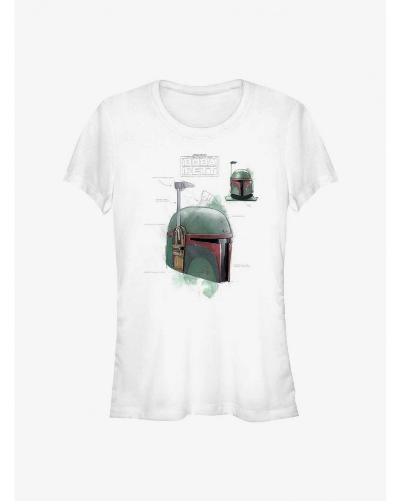 Star Wars The Book Of Boba Fett Helmet Schematic Painted Girls T-Shirt $11.21 T-Shirts