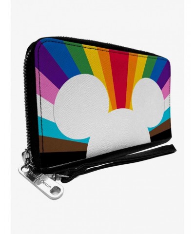 Disney Mickey Mouse Pride Ears Icon Rays Rainbow Zip Around Wallet $11.52 Wallets