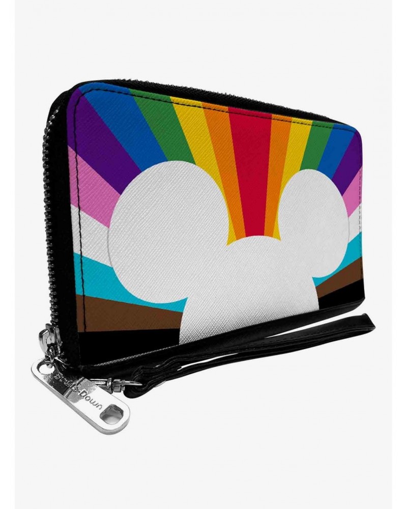 Disney Mickey Mouse Pride Ears Icon Rays Rainbow Zip Around Wallet $11.52 Wallets