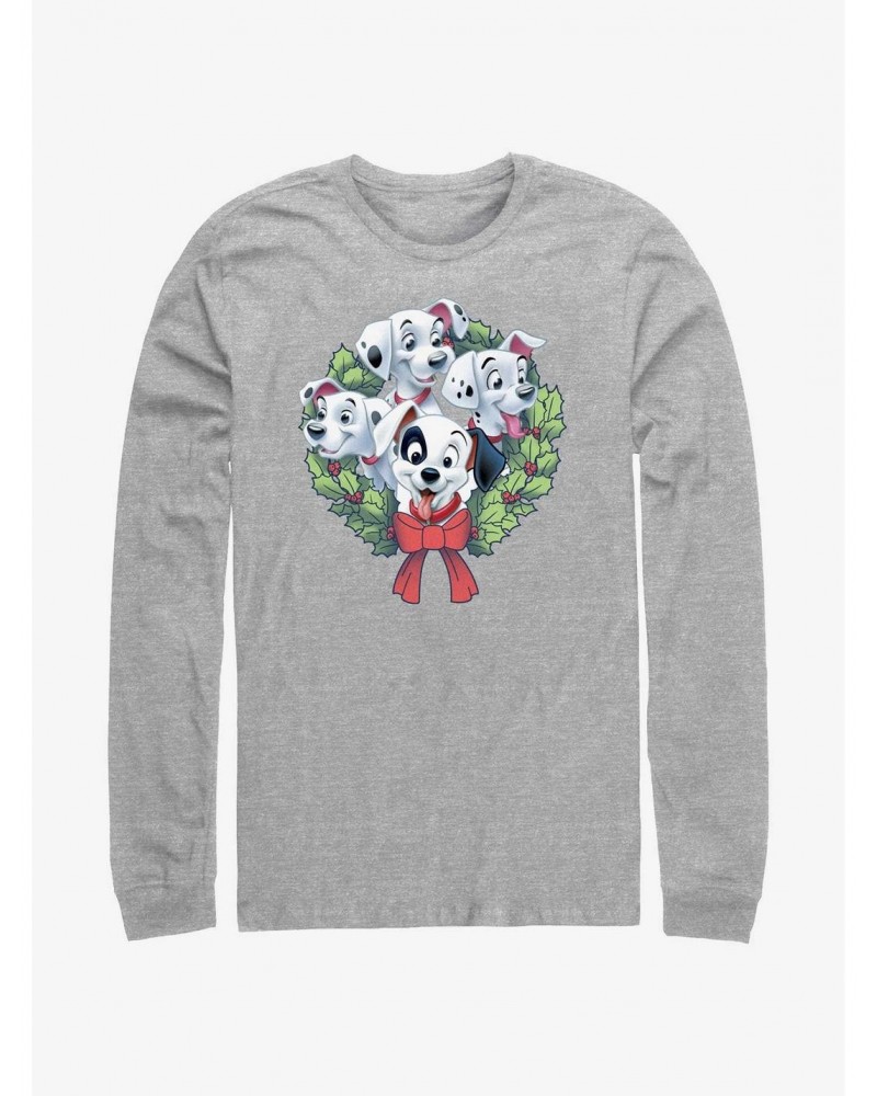 Disney 101 Dalmatians Puppy Christmas Wreath Long-Sleeve T-Shirt $10.86 T-Shirts