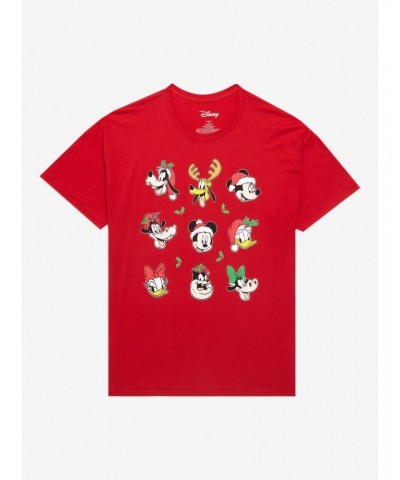 Disney Mickey Mouse And Friends Holiday Grid Boyfriend Fit Girls T-Shirt $5.40 T-Shirts