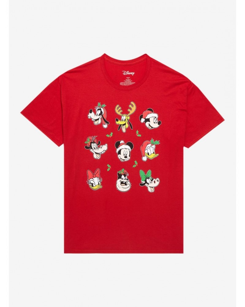 Disney Mickey Mouse And Friends Holiday Grid Boyfriend Fit Girls T-Shirt $5.40 T-Shirts