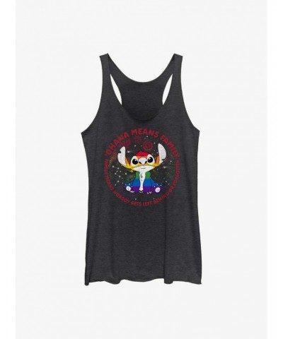 Disney Lilo And Stitch Ohana Means Family Rainbow Pride Girls Tank $11.40 Tanks