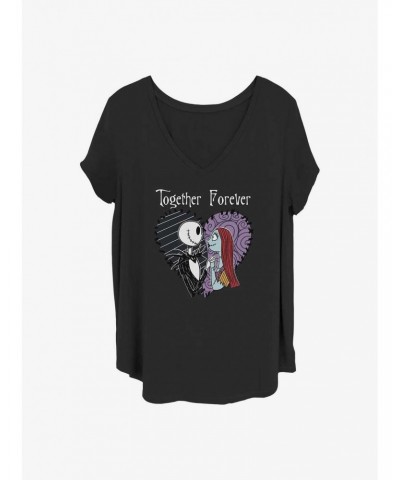 The Nightmare Before Christmas Jack & Sally Together Forever Girls T-Shirt Plus Size $11.27 T-Shirts