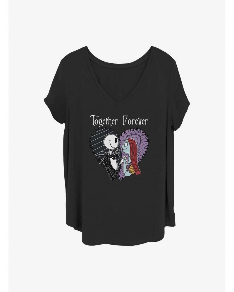 The Nightmare Before Christmas Jack & Sally Together Forever Girls T-Shirt Plus Size $11.27 T-Shirts