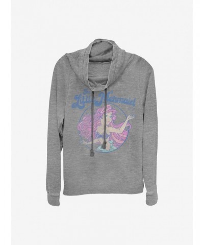 Disney The Little Mermaid Faded Art Ariel Cowlneck Long-Sleeve Girls Top $14.82 Tops