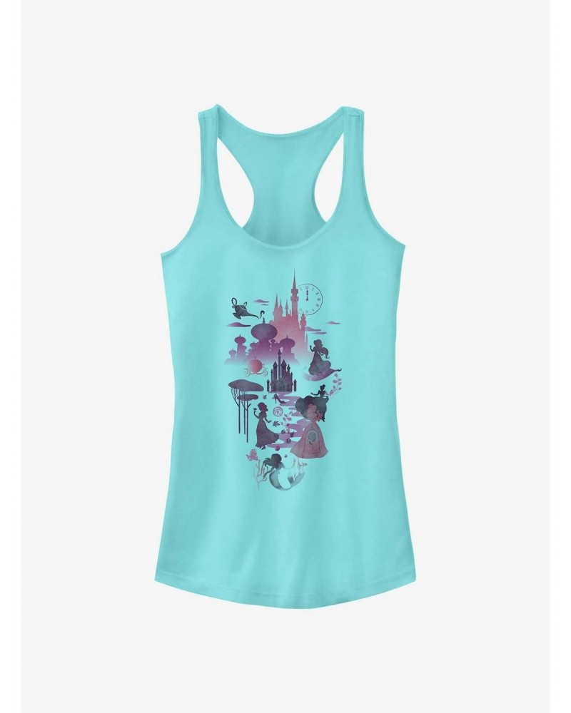 Disney Princesses And Castles Silhouttes Girls Tank $10.96 Tanks