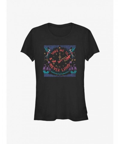 Disney Peter Pan Time To Take Me To Never Land Girls T-Shirt $9.46 T-Shirts