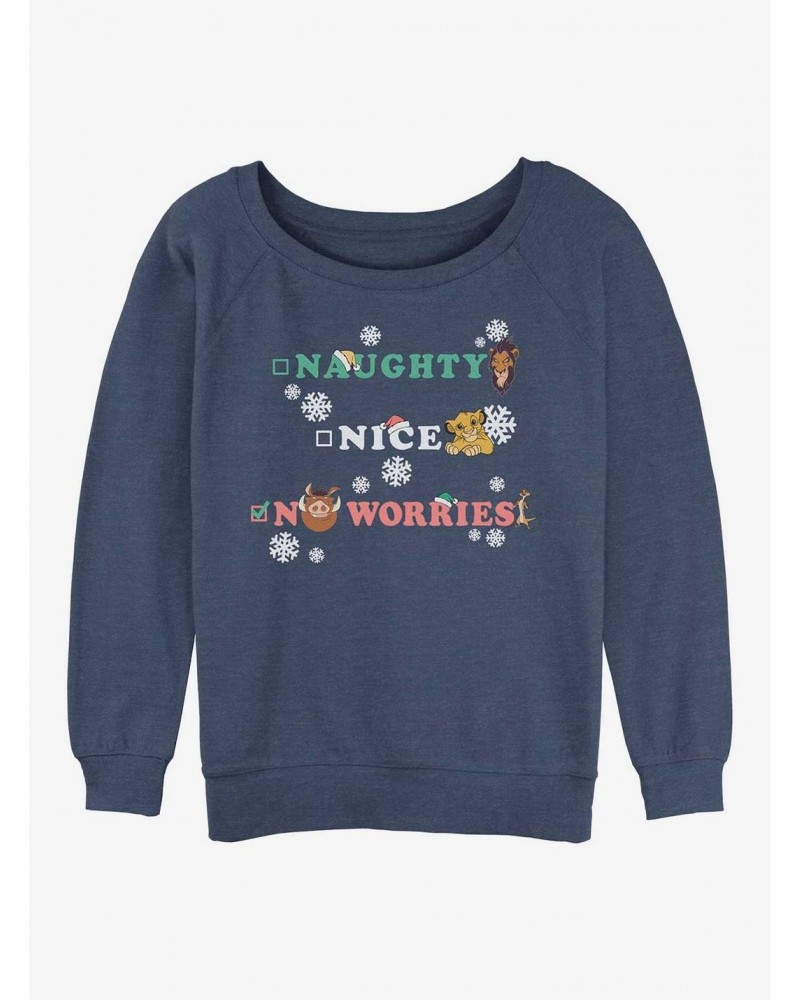 Disney The Lion King Naughty Nice Worried Girls Slouchy Sweatshirt $13.28 Sweatshirts