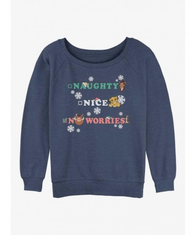 Disney The Lion King Naughty Nice Worried Girls Slouchy Sweatshirt $13.28 Sweatshirts