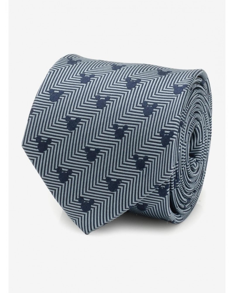 Disney Mickey Mouse Silhouette Blue Herringbone Men's Tie $22.37 Ties