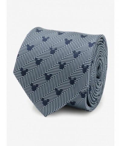 Disney Mickey Mouse Silhouette Blue Herringbone Men's Tie $22.37 Ties