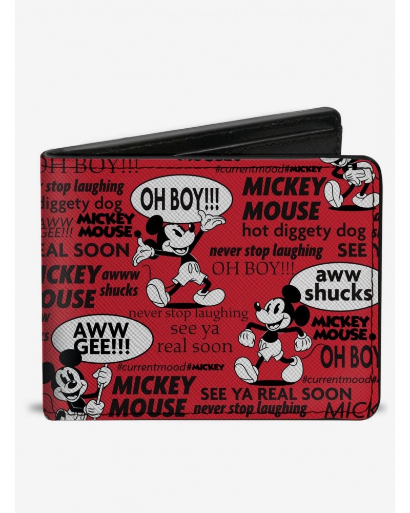 Disney Mickey Mouse Poses and Quotes Collage Bifold Wallet $10.95 Wallets