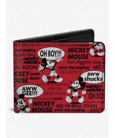 Disney Mickey Mouse Poses and Quotes Collage Bifold Wallet $10.95 Wallets