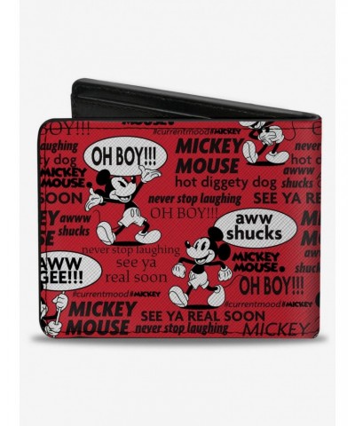 Disney Mickey Mouse Poses and Quotes Collage Bifold Wallet $10.95 Wallets