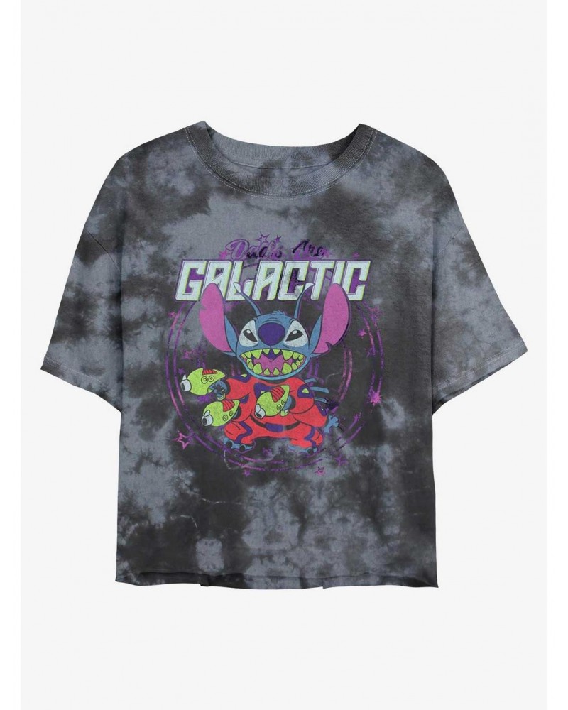 Disney Lilo & Stitch Galactic Dad Tie-Dye Girls Crop T-Shirt $11.27 T-Shirts