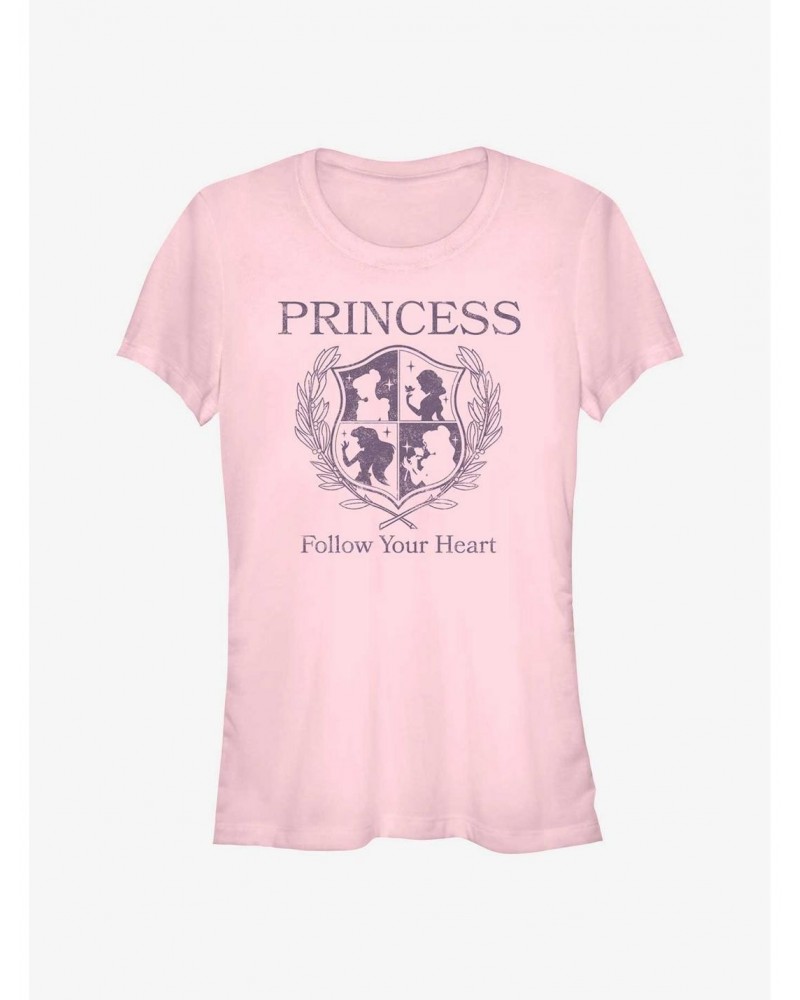 Disney Princesses Follow Your Heart Crest Girls T-Shirt $11.21 T-Shirts